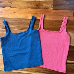 Hollister Square Neck Ribbed Tanks--Small